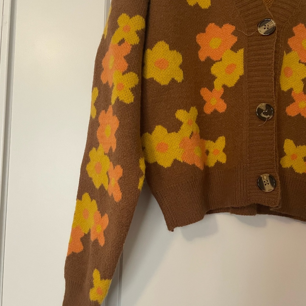 Vici for Hyfve Floral Brown Cardigan Sweater - Picture 4 of 11